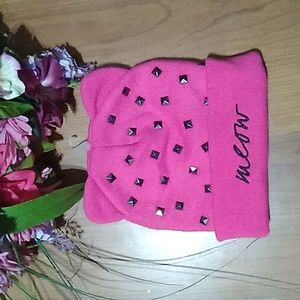 NWT "Claires" pink cat hat with embellishments